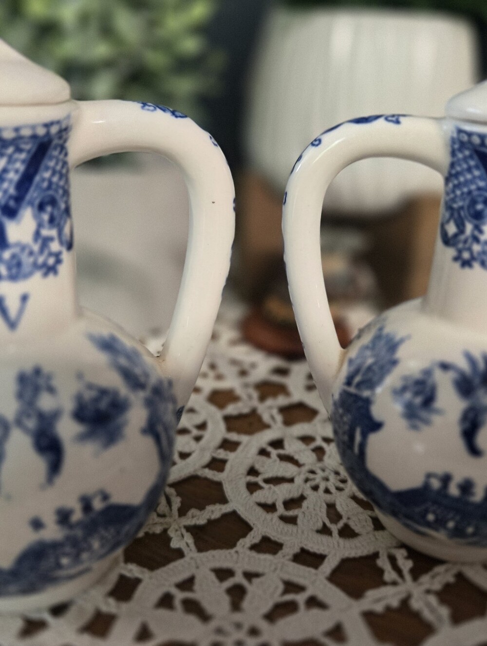 Japanese Blue & White Oil and Vinegar Cruet Set – Matching Pair